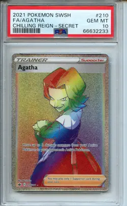 2021 Pokemon Sword & Shield Chilling Reign #210 Agatha Secret PSA 10 - Image 1