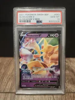 2021 Pokemon SWSH BSP Alakazam V Box Promo #083 PSA 10 - Image 2