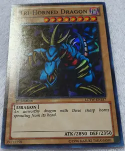 Yugioh 1x Tri-Horned Dragon LCYW-EN157 Super Rare 1st Edition Light Play - Image 3