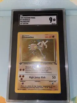 Pokemon TCG Hitmonlee 1st Edition Holo Rare Card Fossil, 7/62 - Image 1