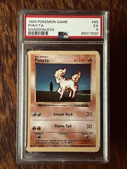 1999 POKEMON GAME #60 PONYTA SHADOWLESS PSA 5 EX - Image 1