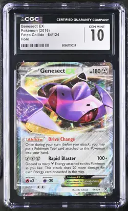 GENESECT EX 64/124 - POKEMON TCG HOLO FATES COLLIDE 2016 CGC 10 - Image 1
