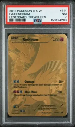 2013 Pokemon Black & White Legendary Treasures 114 Full Art/Reshiram PSA 7 NEW C - Image 1