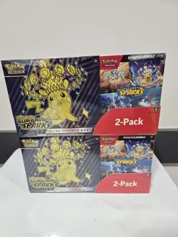 Lot of (2) Pokemon Surging Sparks ETB + Booster Bundle Costco 2-Pack - SEALED - Image 1