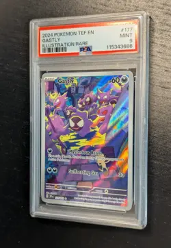 2024 POKEMON 🔮 TEF EN-TEMPORAL FORCES ILLUSTRATION RARE #177 GASTLY 😈 PSA 9 - Image 2