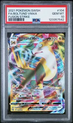 2021 POKEMON SWORD & SHIELD FUSION STRIKE #104 FA/BOLTUND VMAX PSA 10 - Image 1