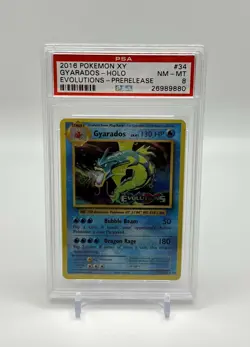 Pokemon Card - Gyarados 34/108 - XY Evolutions - Prerelease - Holo - PSA 8 NM-MT - Image 1