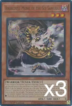 3X Yugioh Anarchist Monk of the Six Samurai MP25-EN245 Ultra Rare 1st Edition NM - Image 1