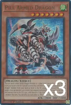 3X Yugioh Pile Armed Dragon MP25-EN289 Ultra Rare 1st Edition NM - Image 1