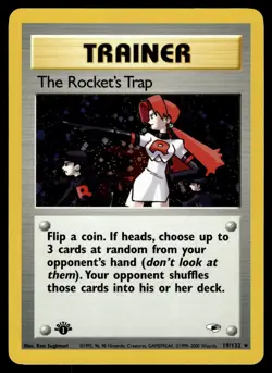 THE ROCKET'S TRAP - 19/132 Holo Rare Gym Heroes Pokemon 1st Edition Holo LP - Image 1