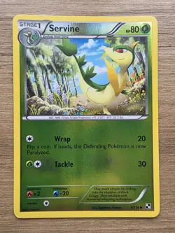 Pokemon TCG Servine Black White Reverse Holo Uncommon Card 3/114 NM Condition - Image 1