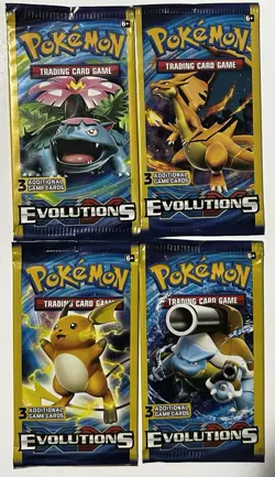 Pokemon TCG XY Evolutions 3 Card Mini Booster Packs Art Set Of 4 New Sealed - Image 1