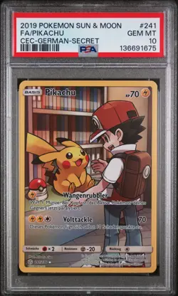 Pokemon Cosmic Eclipse - Pikachu Full Art 241/236, PSA 10 - German - Image 1