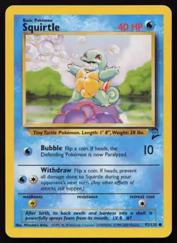 Squirtle 93/130 Common Base Set 2 Pokemon NM - Image 1