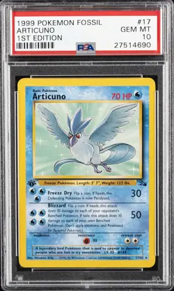 1999 POKEMON FOSSIL 1ST ED #17 ARTICUNO PSA 10 - Image 1