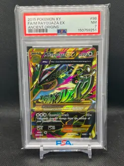 2015 POKEMON XY ANCIENT ORIGINS #98 FULL ART/M RAYQUAZA EX PSA 7 - Image 1