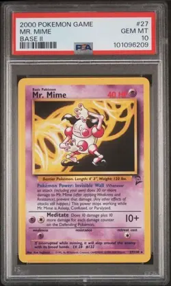 PSA 10 GEM MINT Mr. Mime 27/130 Pokemon 2000 Base Set 2 #48215352 - Image 1
