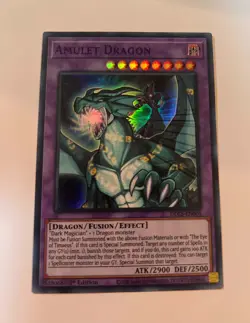 Yugioh Amulet Dragon DLCS-EN005 Ultra Rare 1st Ed BLUE LP-MP - Image 1