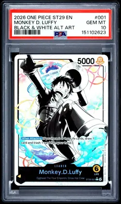 PSA 10 2026 ONE PIECE ST29 EGGHEAD 001 MONKEY D. LUFFY BLACK & WHITE ALT ART - Image 1