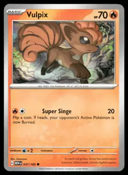 Vulpix 037/165 Common 151 Pokemon Near Mint - Image 1