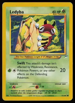 Ledyba 71/105 Common Neo Destiny Pokemon Heavily Played - Image 1