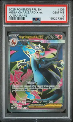 2025 POKEMON PFL EN-PHANTASMAL FLAMES ULTRA RARE #109 MEGA CHARIZARD X EX PSA 10 - Image 1