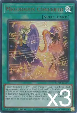 3X Yugioh Melodious Concerto MP25-EN195 Ultra Rare 1st Edition NM - Image 1