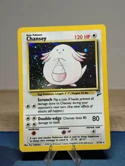 Chansey 3/130 Holo Rare Base Set 2 Vintage Wotc Pokemon Card - Image 1
