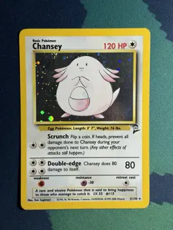 Chansey 3/130 Holo Rare Base Set 2 Vintage Wotc Pokemon Card - Image 2
