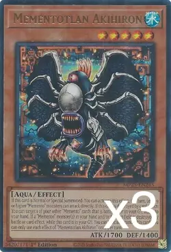3X Yugioh Mementotlan Akihiron MP25-EN220 Ultra Rare 1st Edition NM - Image 1