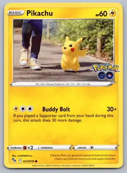Pikachu 027/078 Common Pokemon GO Pokemon 2022 NM - Image 1