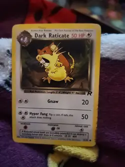 1980's Pokemon Card Stage 1 Dark Raticate 50 Hp Length 2'4 - Image 1