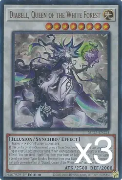 3X Yugioh Diabell, Queen of the White Forest MP25-EN221 Ultra Rare 1st Ed NM - Image 1