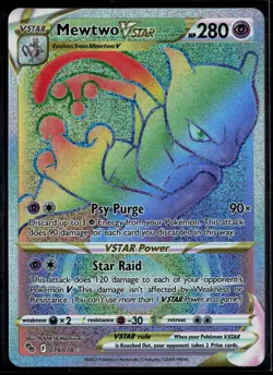 Mewtwo VSTAR 079/078 Pokemon GO Rare Rainbow Pokemon - Image 1