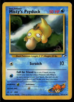 Misty's Psyduck 54/132 Gym Heroes Uncommon Pokemon W Stamp - Image 1