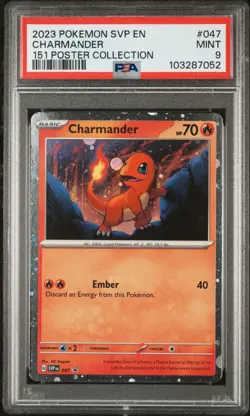 2023 POKEMON SVP EN-SV BLACK STAR PROMO 151 POSTER COLL #047 CHARMANDER PSA 9 - Image 1
