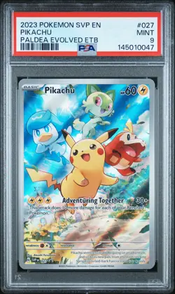 2023 POKEMON SVP EN-SV BLACK STAR PROMO #027 PIKACHU PSA 9 - Image 1