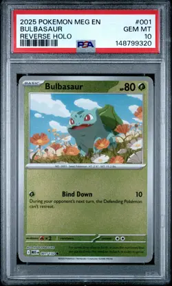 Bulbasaur 001/132 Reverse Holo Meg En-mega Evolution Pokemon PSA 10 - Image 1