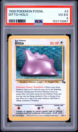 1999 POKEMON FOSSIL #3 DITTO-HOLO PSA 4 - Image 1