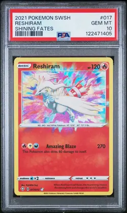 Pokemon Card Reshiram 017/072 Holo Amazing Rare Shining Fates PSA 10 GEM MINT - Image 1