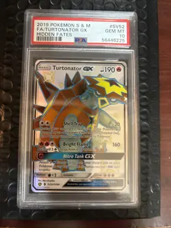 PSA 10 2019 Pokemon S & M Turtonator GX Sv52 Hidden Fates Pokemon Card - Image 1