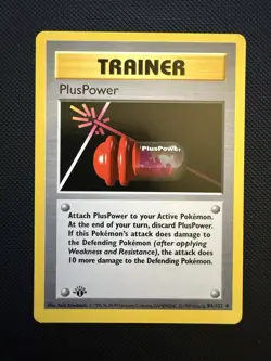 Pokemon TCG Original Base Set PlusPower Trainer Card 84/102 1st Edition - Image 1