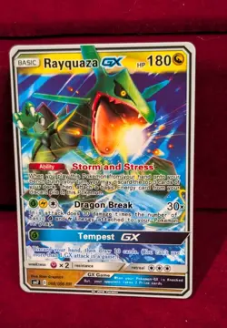Rayquaza GX Celestial Storm 109/168 Sun & Moon Ultra Rare Pokemon Card LP - Image 1