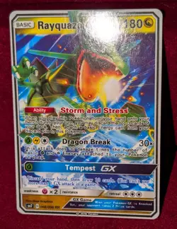 Rayquaza GX Celestial Storm 109/168 Sun & Moon Ultra Rare Pokemon Card LP - Image 2