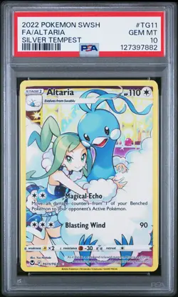 2022 POKEMON SWORD & SHIELD SILVER TEMPEST #TG11 FULL ART/ALTARIA PSA 10 - Image 1