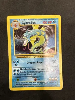 Pokemon TCG Gyarados Holo Rare Card Base Set 6/102 DAMAGED - Image 1