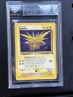 #15 Zapdos Holo Rare Card | 1999 Pokemon Fossil Unlimited | BGS 8 NM-MT - Image 1