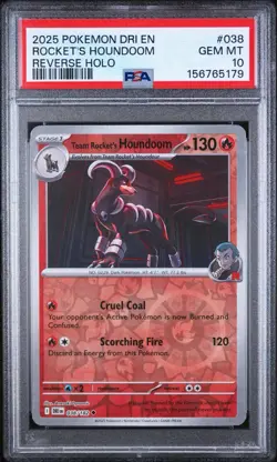 2025 POKEMON DRI EN-DESTINED RIVALS #038 TEAM ROCKET’S HOUNDOOM PSA 10 - Image 1
