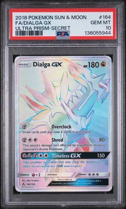 2018 POKEMON SUN & MOON ULTRA PRISM SECRET #164 FULL ART/DIALGA GX PSA 10 - Image 1
