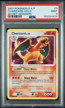 2007 POKEMON DIAMOND & PEARL SECRET WONDERS #3 CHARIZARD-HOLO PSA 9 - Image 1